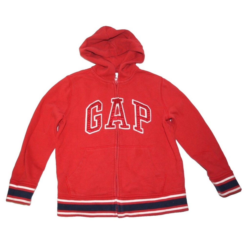 GAP KIDS Red Hoodie Full Zip Up Hooded Sweatshirt Sz M (8)